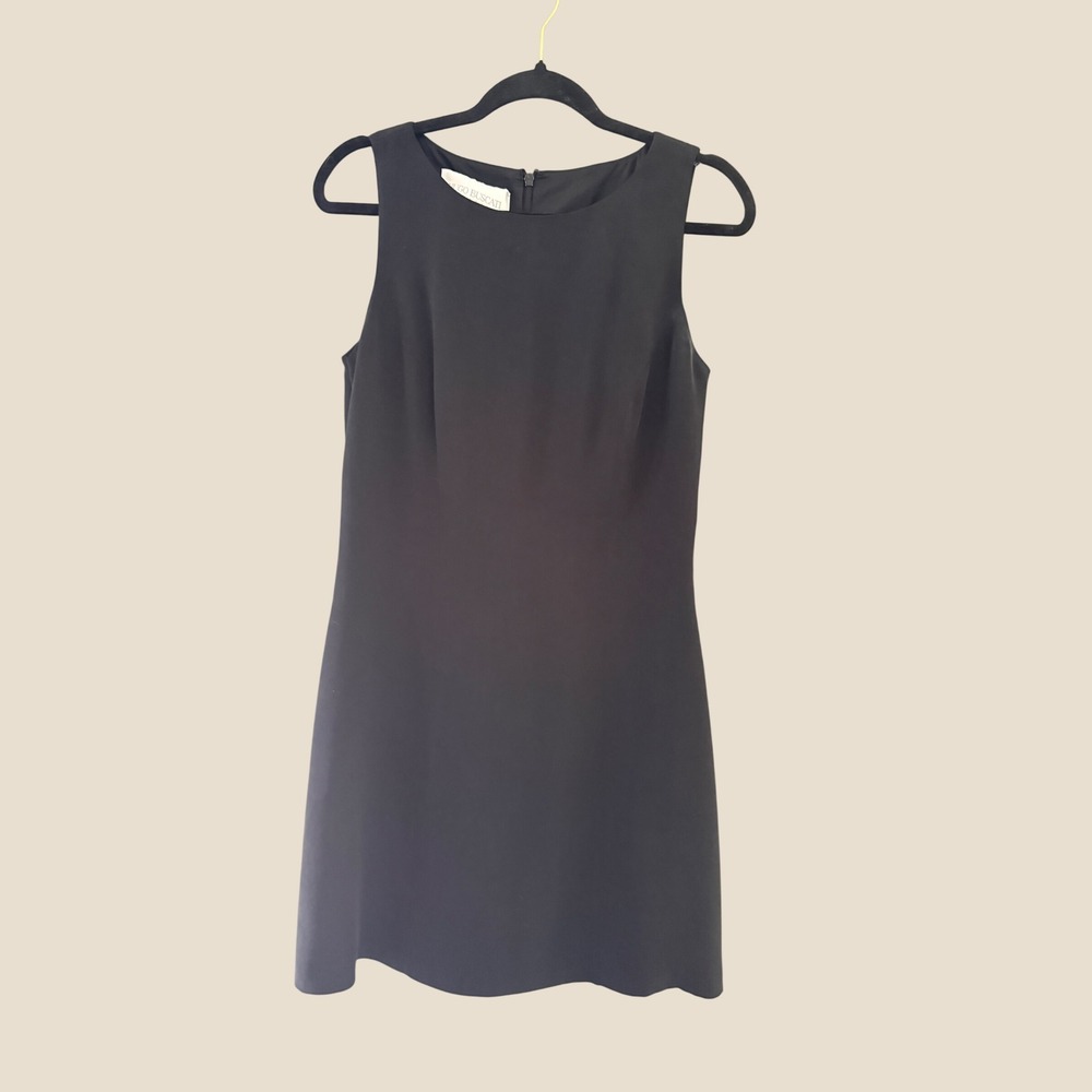 Hugo Buscati Collection Womens Black 100% Silk Sleeveless Sheath Dress Size 10